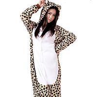 Kigurumi Pajamas Leopard Leotard/Onesie Festival/Holiday Animal Sleepwear Halloween White Patchwork Flannel Kigurumi For Unisex Halloween