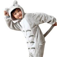 Kigurumi Pajamas Anime Leotard/Onesie Festival/Holiday Animal Sleepwear Halloween Gray Print Animal Print Flannel Cosplay Costumes For Kid