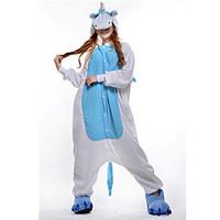 Kigurumi Pajamas New Cosplay Unicorn Leotard/Onesie Festival/Holiday Animal Sleepwear Halloween Blue Patchwork Polar Fleece Kigurumi For