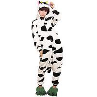 Kigurumi Pajamas Milk Cow Leotard/Onesie Festival/Holiday Animal Sleepwear Halloween White Black Animal Print Coral fleece Kigurumi For