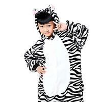 Kigurumi Pajamas Zebra Leotard/Onesie Festival/Holiday Animal Sleepwear Halloween White Black Animal Print Flannel Cosplay Costumes For kid