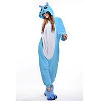 Kigurumi Pajamas New Cosplay Hippo Leotard/Onesie Festival/Holiday Animal Sleepwear Halloween Blue Patchwork Polar Fleece Kigurumi For