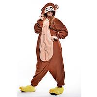 Kigurumi Pajamas New Cosplay Monkey Leotard/Onesie Festival/Holiday Animal Sleepwear Halloween Brown Patchwork Polar Fleece Kigurumi For