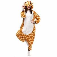 Kigurumi Pajamas Giraffe Bat Leotard/Onesie Festival/Holiday Animal Sleepwear Halloween Yellow Geometric Animal Print Flannel Kigurumi For