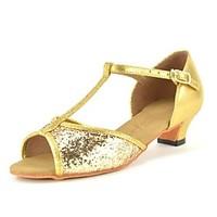 Kids\' Dance Shoes Latin shoes Gold Red Silver PU leather Sequins L37-L38-L39