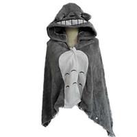 Kigurumi Pajamas Cat Totoro Cloak Festival/Holiday Animal Sleepwear Halloween Gray Patchwork Coral fleece Kigurumi For Unisex Halloween