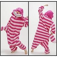 Kigurumi Pajamas Cat Chesire Cat Leotard/Onesie Festival/Holiday Animal Sleepwear Halloween Pink Striped Polar Fleece Kigurumi For Unisex