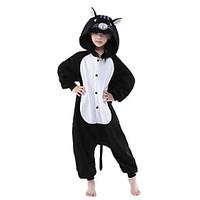 Kigurumi Pajamas New Cosplay Cat Leotard/Onesie Festival/Holiday Animal Sleepwear Halloween Black/White Solid Polar Fleece Kigurumi For