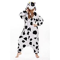 Kigurumi Pajamas New Cosplay Milk Cow Leotard/Onesie Festival/Holiday Animal Sleepwear Halloween Black/White Patchwork Polar Fleece