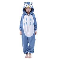 Kigurumi Pajamas New Cosplay Owl Leotard/Onesie Festival/Holiday Animal Sleepwear Halloween Blue Patchwork Velvet Mink Kigurumi For Kid