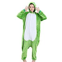 Kigurumi Pajamas Frog Festival/Holiday Animal Sleepwear Halloween Green Patchwork Velvet Mink Kigurumi For Unisex Female MaleHalloween