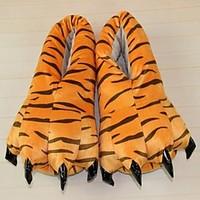 Kigurumi Pajamas Tiger Shoes Slippers Festival/Holiday Animal Sleepwear Halloween Orange Animal Print Cotton Polyester Slippers For Unisex