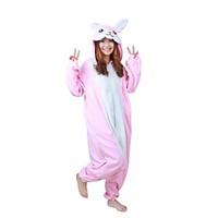 Kigurumi Pajamas Rabbit/Bunny Leotard/Onesie Festival/Holiday Animal Sleepwear Halloween Pink Patchwork Polar Fleece Kigurumi For Unisex