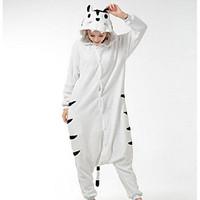 Kigurumi Pajamas Tiger Leotard/Onesie Festival/Holiday Animal Sleepwear Halloween Black/White Patchwork Polar Fleece Kigurumi For Unisex