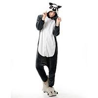 Kigurumi Pajamas Bear Raccoon Leotard/Onesie Festival/Holiday Animal Sleepwear Halloween Gray Patchwork Flannel Cosplay Costumes For