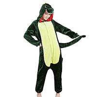 Kigurumi Pajamas Dinosaur Festival/Holiday Animal Sleepwear Halloween Green Patchwork Velvet Mink Kigurumi For Unisex Female Male