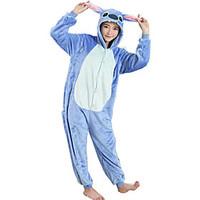 Kigurumi Pajamas Cartoon Leotard/Onesie Festival/Holiday Animal Sleepwear Halloween Blue Patchwork FlannelCosplay Costumes Halloween