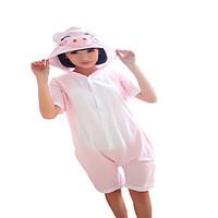 Kigurumi Pajamas Piggy/Pig Leotard/Onesie Festival/Holiday Animal Sleepwear Halloween Pink Solid Cotton Cosplay Costumes ForUnisex Female