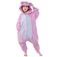 Kigurumi Pajamas New Cosplay Piggy/Pig Leotard/Onesie Festival/Holiday Animal Sleepwear Halloween Pink Patchwork Flannel Kigurumi For Kid