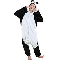 Kigurumi Pajamas Panda Leotard/Onesie Festival/Holiday Animal Sleepwear Halloween Black Flannel Cosplay Costumes For Unisex Female Male