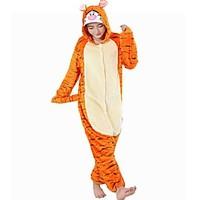 Kigurumi Pajamas Tiger Leotard/Onesie Festival/Holiday Animal Sleepwear Halloween Orange Patchwork FlannelCosplay Costumes Kigurumi