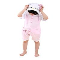 Kigurumi Pajamas Cat Leotard/Onesie Festival/Holiday Animal Sleepwear Halloween Pink Color Block Cotton Cosplay Costumes ForUnisex Female Kid