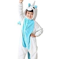 Kigurumi Pajamas Unicorn Leotard/Onesie Festival/Holiday Animal Sleepwear Halloween Blue Flannel Cosplay Costumes For KidHalloween