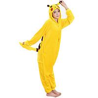Kigurumi Pajamas Pika Pika Leotard/Onesie Festival/Holiday Animal Sleepwear Halloween Yellow Patchwork FlannelCosplay Costumes Halloween