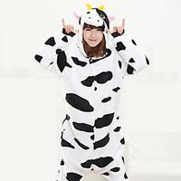 Kigurumi Pajamas Milk Cow Leotard/Onesie Festival/Holiday Animal Sleepwear Halloween Black/White Patchwork Coral fleece Kigurumi For