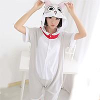 Kigurumi Pajamas Anime Cat Leotard/Onesie Festival/Holiday Animal Sleepwear Halloween Gray Animal Print Cotton Cosplay Costumes Kigurumi