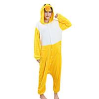Kigurumi Pajamas Duck Festival/Holiday Animal Sleepwear Halloween Yellow Patchwork Velvet Mink Kigurumi For Unisex Female MaleHalloween