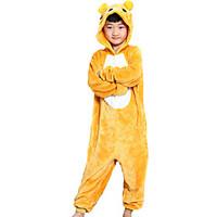 Kigurumi Pajamas Bear Leotard/Onesie Festival/Holiday Animal Sleepwear Halloween Yellow Patchwork Flannel Kigurumi For Kid Halloween