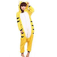 Kigurumi Pajamas Tiger Leotard/Onesie Festival/Holiday Animal Sleepwear Halloween Yellow Patchwork Coral fleece Kigurumi For Unisex