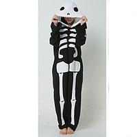 Kigurumi Pajamas Skeleton Leotard/Onesie Festival/Holiday Animal Sleepwear Halloween Black/White Print Polar Fleece Kigurumi For Unisex