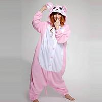 Kigurumi Pajamas Mouse Leotard/Onesie Festival/Holiday Animal Sleepwear Halloween Pink Patchwork Polar Fleece Kigurumi For Unisex