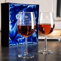 King and Queen Double Wine Glass Set