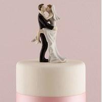 Kissing Couple Cake Topper - Dark Skin Tone