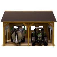 Kids Globe Wooden Farm Shed For 2 Tractors (scale 1:16)