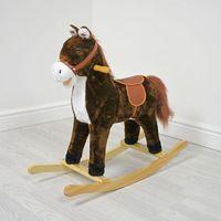 kiddies kingdom rocking horse with sound chestnut