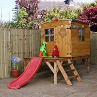 kids bluebell wooden playhouse with tower slide