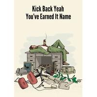 kick back yeah funny personalised card