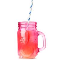 kilner pink drinking jars with blue striped paper straws set of 4