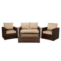 Kingstone El Paso Rattan 4 Seater Sofa Set in Brown