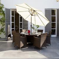 kingstone atlanta 6 seater round dining set in brown