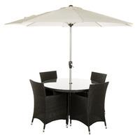 Kingstone Atlanta 4 Seater Round Dining Set in Black