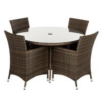 Kingstone Atlanta 4 Seater Round Dining Set in Brown