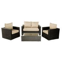 Kingstone El Paso Rattan 4 Seater Sofa Set in Black