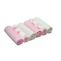 Kiddies Kingdom Deluxe 6 Pack Printed Muslin Squares-Pink & White