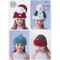 kids novelty hats in king cole dk and chunky 4478