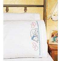 Kitty Pillowcase Pair Stamped Cross Stitch 230349